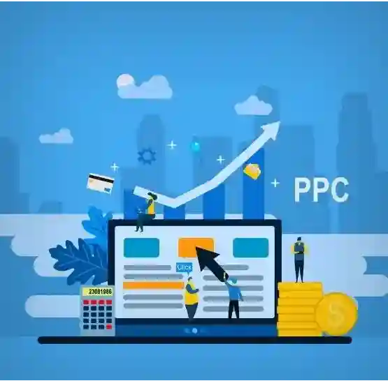 An image representing Pay-Per-Click advertising, featuring keywords, ad placements, and the concept of paid online advertising campaigns.
                                                                